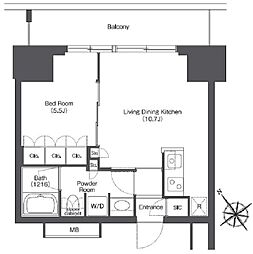 東京ポートシティ竹芝レジデンスタワー 15階1LDKの間取り
