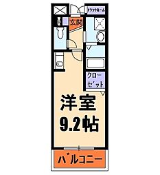 グリーンコート 2階1Kの間取り