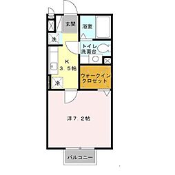 エムセジュール 1階1Kの間取り