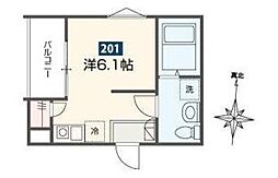 ＭＥＬＤＩＡ鶴見小野II 2階ワンルームの間取り
