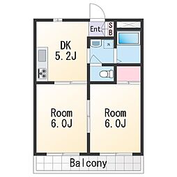 マンション本町 1階2DKの間取り