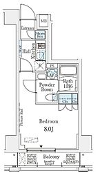 ムニレジデンス上野 11階1Kの間取り