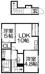 バックパレス香里 2LDKの間取図画像