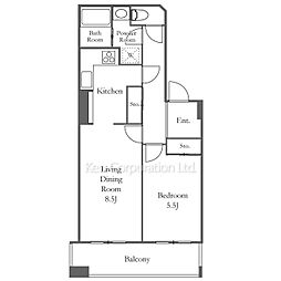 晴海ビュータワー1号棟 1LDKの間取図画像