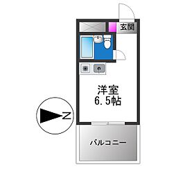 瓜破シャルマン 1Kの間取図画像