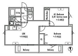 GRAN PASEO大崎戸越銀座II 2LDKの間取図画像