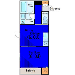 京急本線 梅屋敷駅 徒歩13分の賃貸アパート 3階1DKの間取り