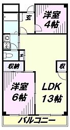 ハイツ久米川 2階2LDKの間取り