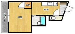 コーポ幸 1Kの間取図画像