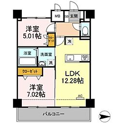 Grande Carro 5階2LDKの間取り