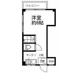コーポ北澤 3階ワンルームの間取り
