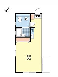 メゾンクレソン2 ワンルームの間取図画像