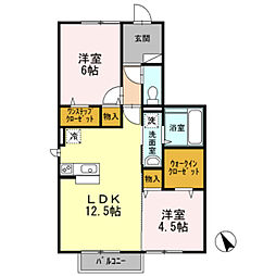 阪急神戸本線 武庫之荘駅 徒歩26分の賃貸アパート 1階2LDKの間取り