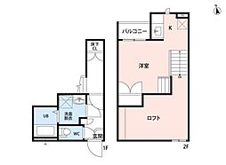 ＣＢ香椎さくらＡ 2階1Kの間取り