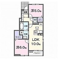 ステーション大美野 1階2LDKの間取り
