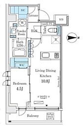 ウエリスアーバン中野坂上 3階1LDKの間取り