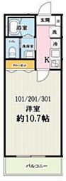 キャメルバンフランド壱番館 1Kの間取図画像