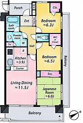 コスモシティ市川イースト 3LDKの間取図画像