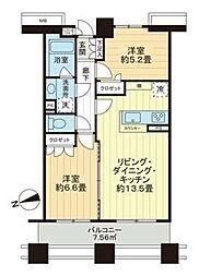 石神井公園ピアレスA棟ザ・タワー 2LDKの間取図画像
