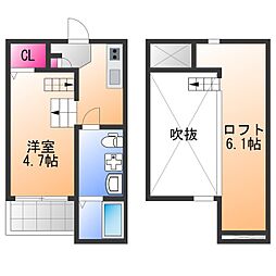 JR阪和線 鳳駅 徒歩11分の賃貸アパート 2階1Kの間取り