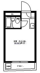 ロータリー大岡山 1階ワンルームの間取り