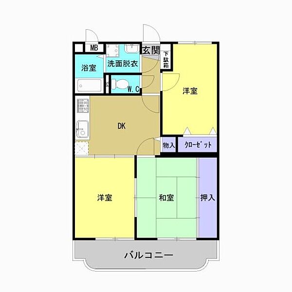 ロイヤルハイツ 301｜熊本県玉名市築地(賃貸マンション3DK・3階・56.85㎡)の写真 その2