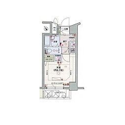 東急池上線 旗の台駅 徒歩5分の賃貸マンション 10階1Kの間取り