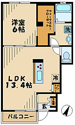 フォレストヴィラＹ 1階1LDKの間取り