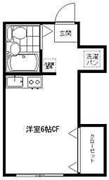 フドーハイツ 3階ワンルームの間取り