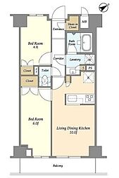 市谷台町坂フロント 5階2LDKの間取り