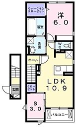 ル・シエル　クレール 2階2LDKの間取り