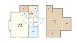 カーサ川口 2階1Kの間取り