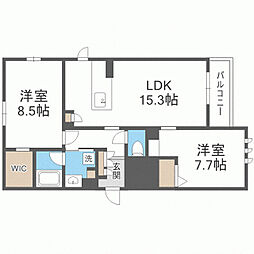 セントラル地行 2LDKの間取図画像