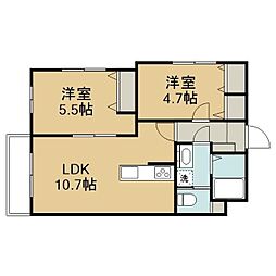 ラ・フレーズ橋本 2LDKの間取図画像
