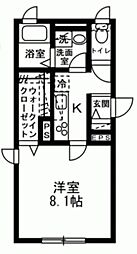 アスペルジュ 1階1Kの間取り