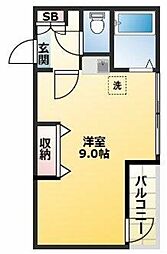 菊地ビル 2階ワンルームの間取り