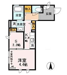 クレール 1Kの間取図画像