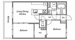 オーパスホームズ白山 3階2LDKの間取り