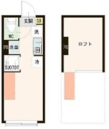 レジデンス・イン初台 2階ワンルームの間取り