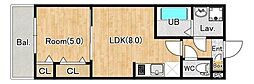 ジーメゾン羽村羽加美 1LDKの間取図画像