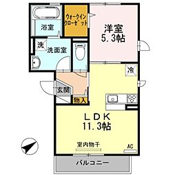 パインハイツ三条通 1LDKの間取図画像