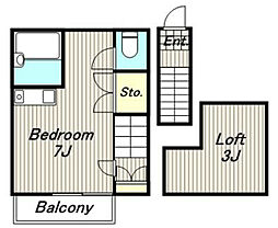 ドリームコート南平 2階ワンルームの間取り