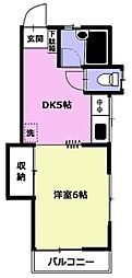 コーポマルゼン 2階1DKの間取り