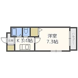 ファインエース花畑 1Kの間取図画像