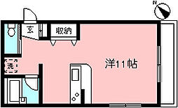 ピュアグリーン ワンルームの間取図画像