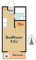 京王相模原線 京王堀之内駅 徒歩12分の賃貸マンション 1階1Kの間取り