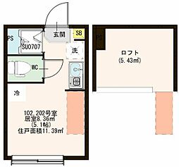 Le Serene Nishi Ogikubo ワンルームの間取図画像