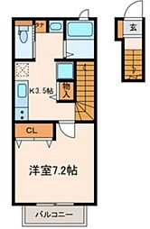 アントルリヴィエール 1Kの間取図画像