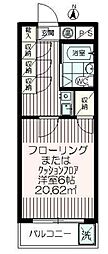 アヴァンセ南大沢 4階1Kの間取り