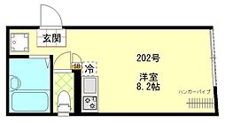 バイラタカサゴ 2階ワンルームの間取り